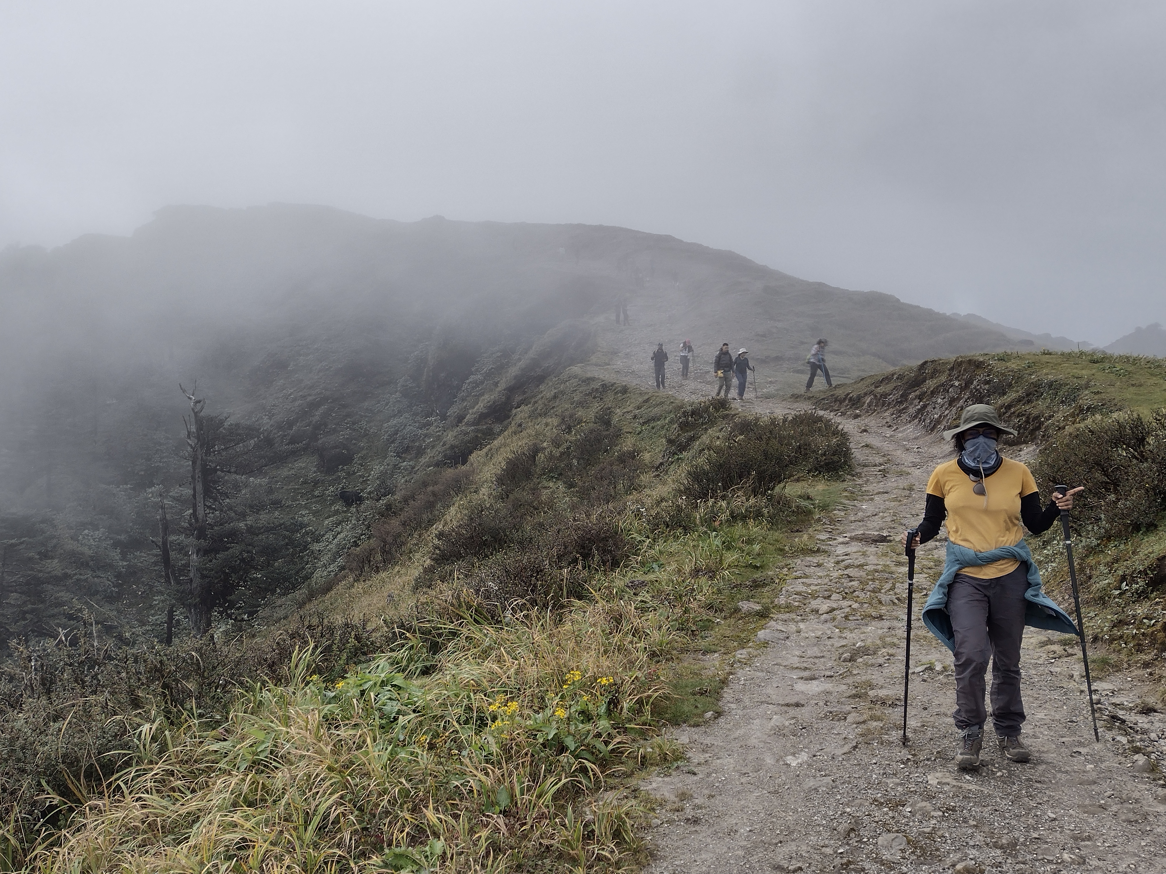 Devika and other trekkers on the ridge