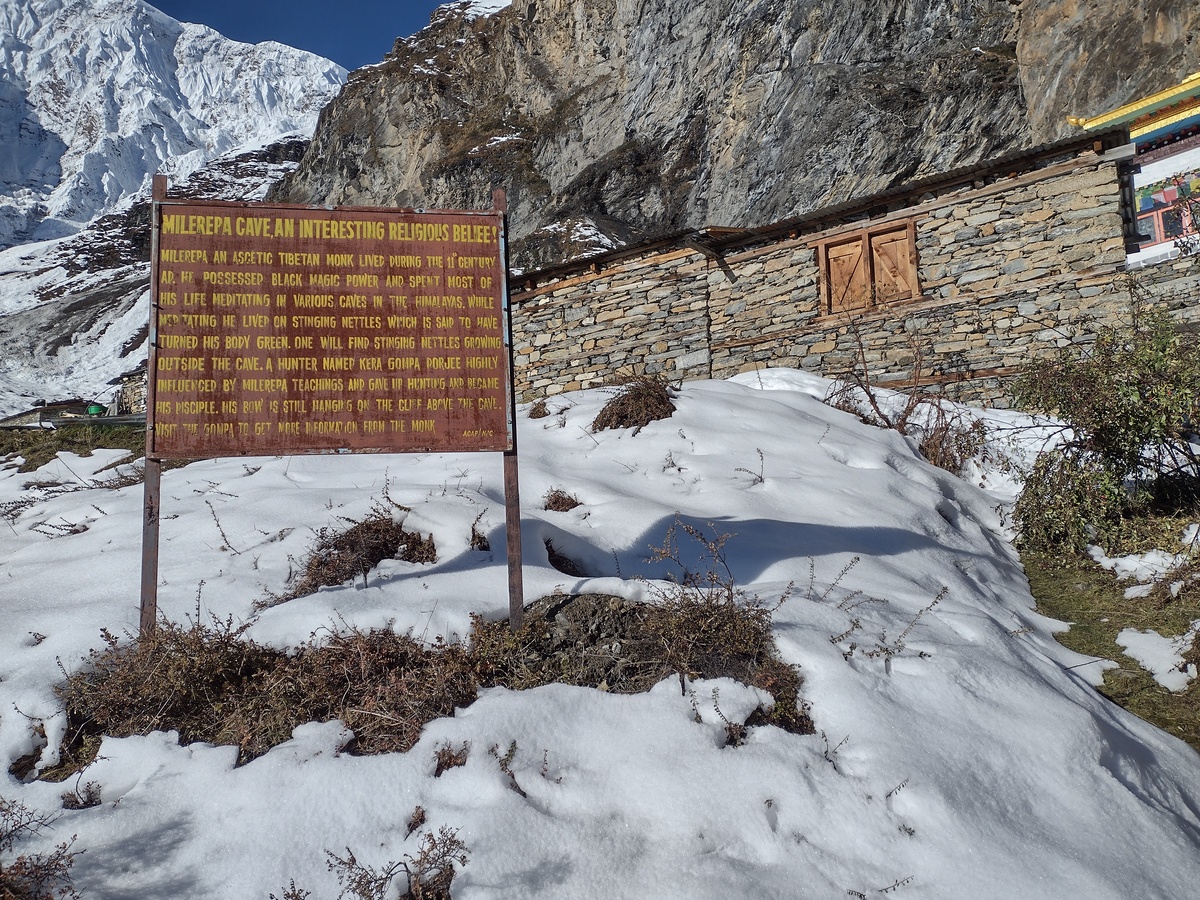 Milarepa's Cave sign