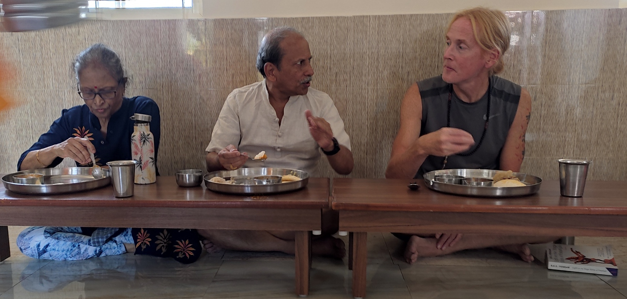 Sharing a meal with Arunji and his wife