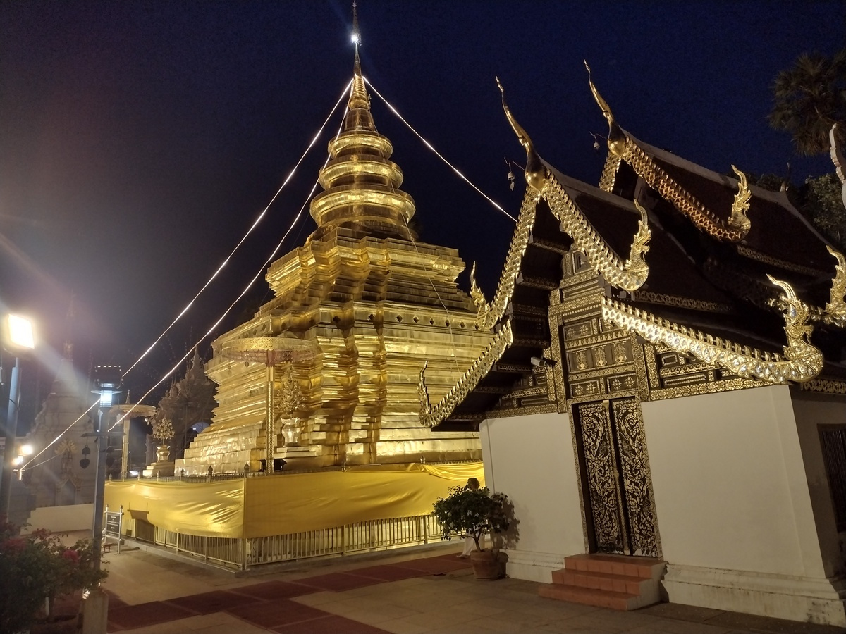 The Stupa lighted at night